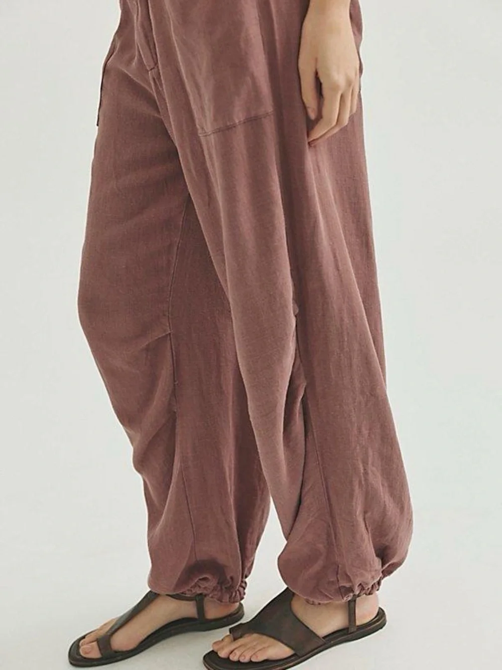 NWOT Free People Bondi Sands Pull on Trouser mid rise elastic jogger linen